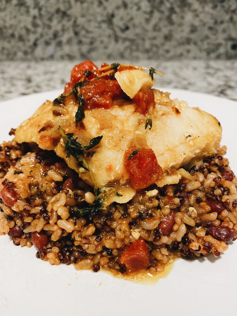 White Cod With Curry Tomato Sauce