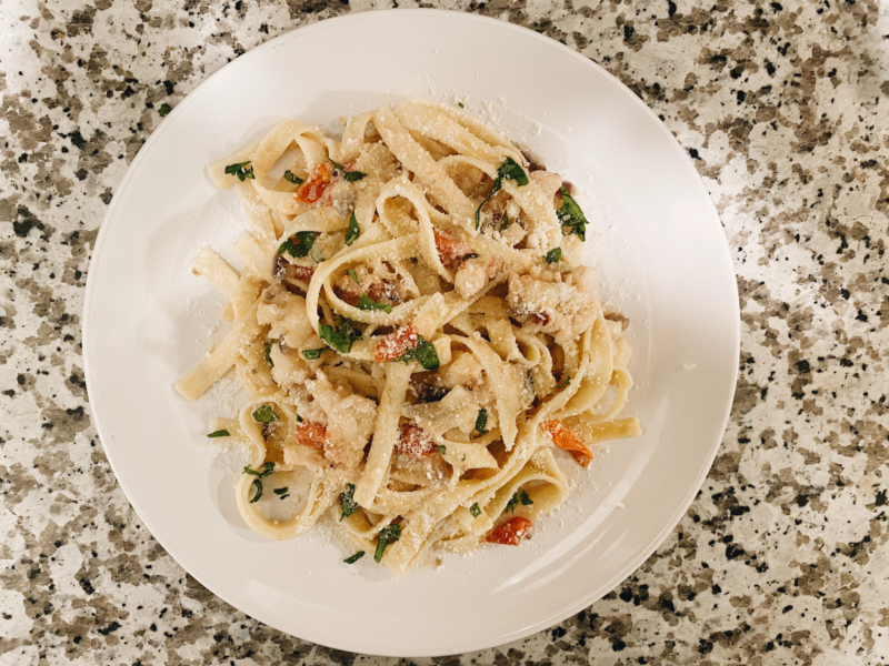 How to Make Parmesan Cream Lobster Fettuccine with Wine Sauce.