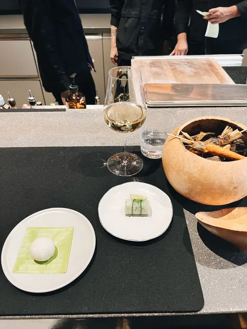 Tasting menu courses at the Pujol counter
