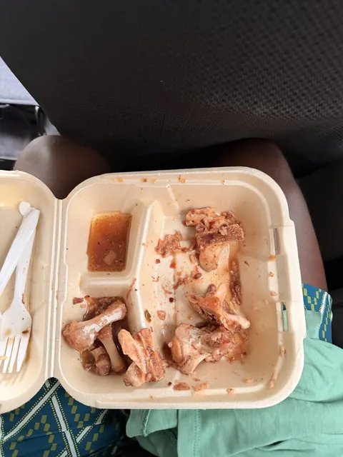 The plate after a memorable roadside meal in Roatán