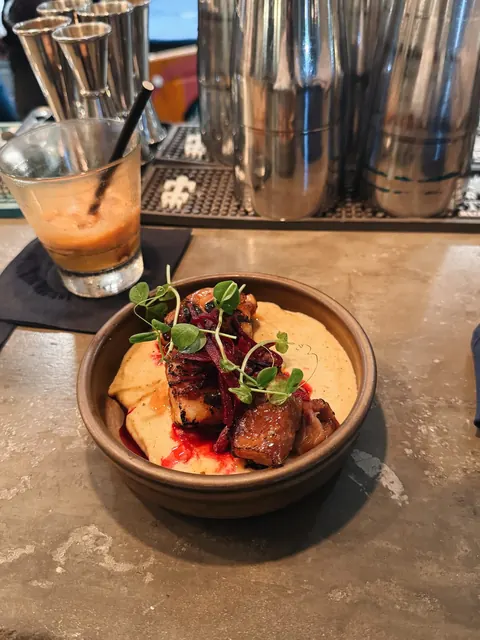 Festival tasting dish at a counter