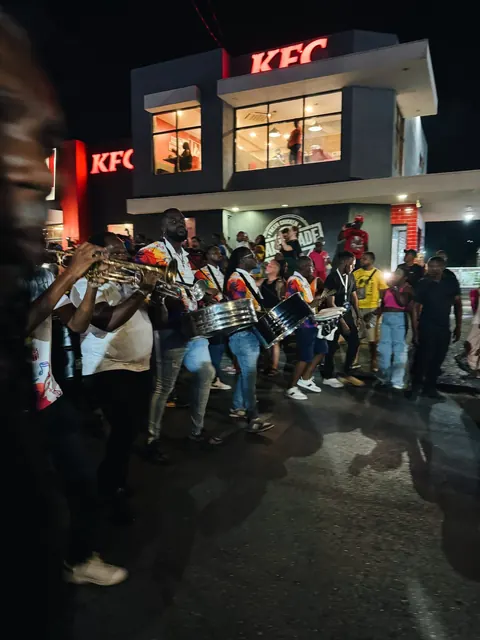 Festival band performing at night