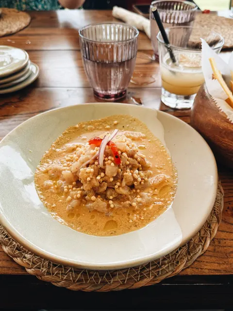 Creamy seafood dish in Barbados