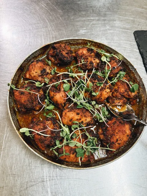 Roasted chicken prepared at a festival class