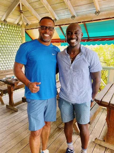 Chef Tayo with a friend in St. Kitts and Nevis
