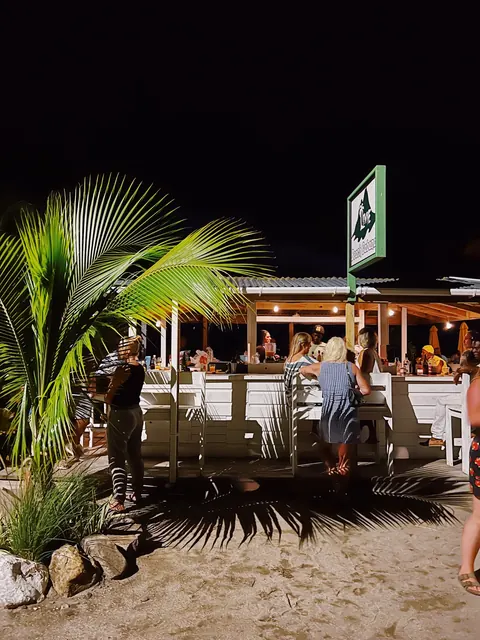 Beach cabana at night in St. Kitts and Nevis