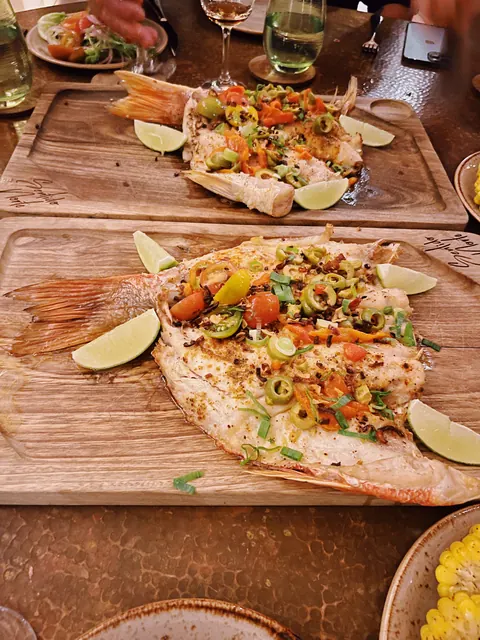 A table of coastal dishes in Guanacaste, Costa Rica