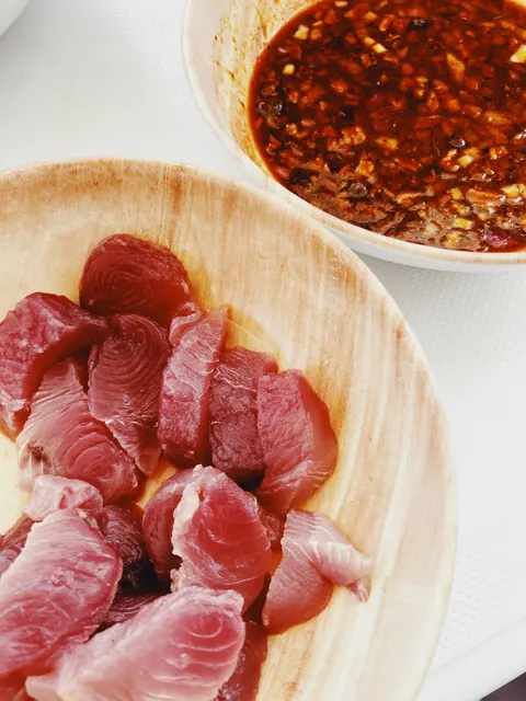 Fresh tuna prepared with a simple sauce in Guanacaste